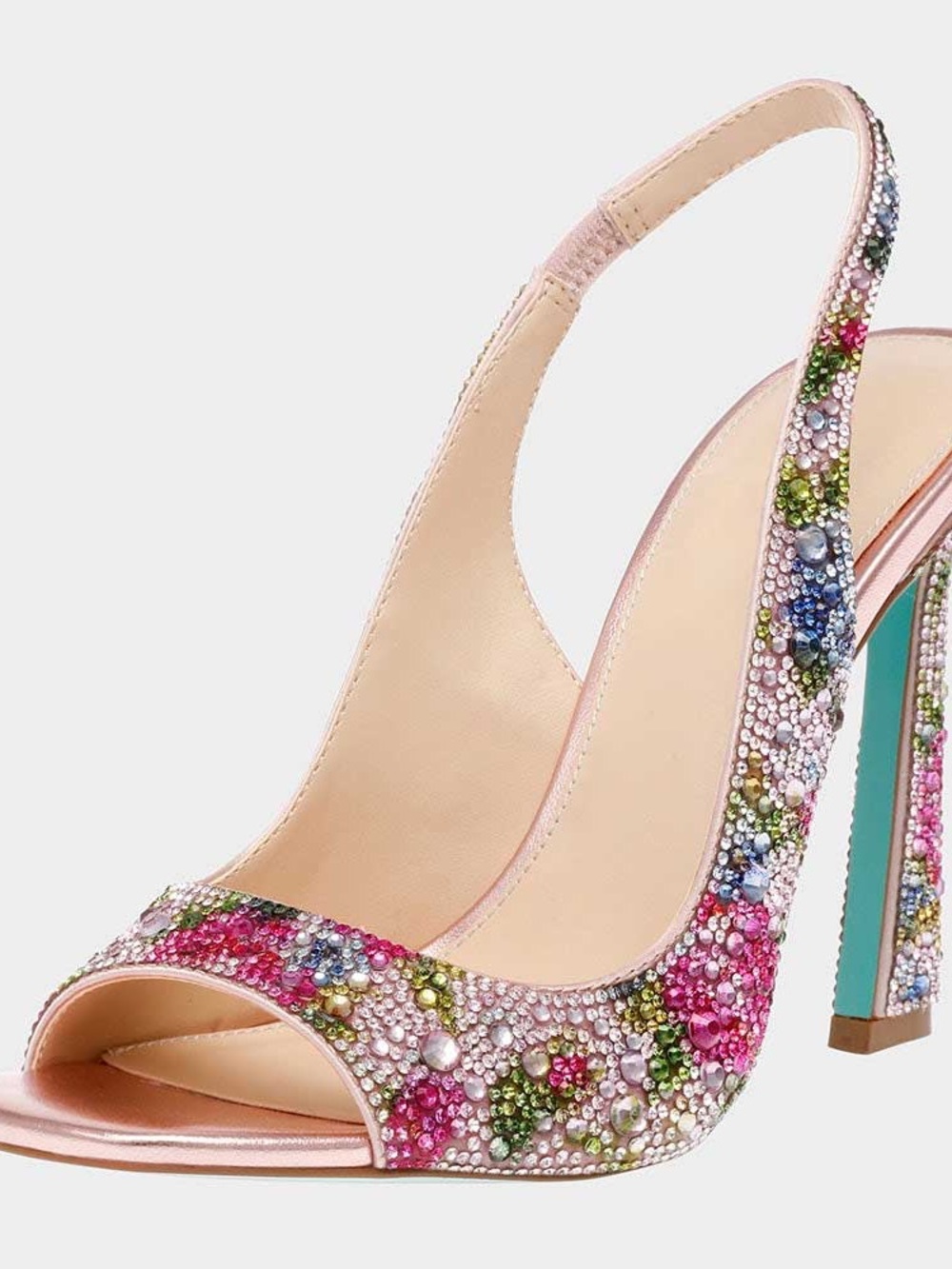 Women's Betsey Johnson Multicolor Floral Rhinestone Slingback Heels